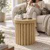 AKORD Furniture Factory TINO Kerek Dohányzóasztal MDF Természetes Fa Rovátkolt Alappal