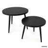 AKORD Furniture Factory TWINO Dohányzóasztal Szett MDF Fekete Kerek