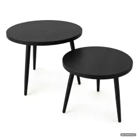   AKORD Furniture Factory TWINO Dohányzóasztal Szett MDF Fekete Kerek