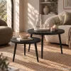 AKORD Furniture Factory TWINO Dohányzóasztal Szett MDF Fekete Kerek