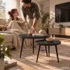AKORD Furniture Factory TWINO Dohányzóasztal Szett MDF Fekete Kerek