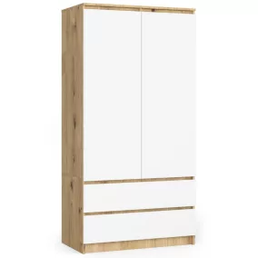   AKORD CLP Artisan Ruhásszekrény Laminált Tölgy-Fehér 2 Ajtós
