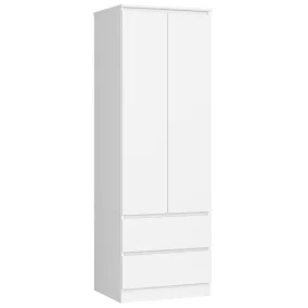   AKORD Star S60 Laminált Ruhásszekrény 2 Ajtós 2 Fiókos Fehér