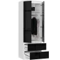   AKORD Star S60 Kétajtós Ruhásszekrény Fehér-Fekete Magasfényű
