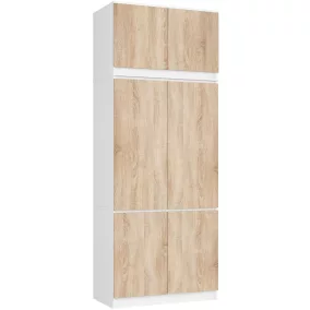   AKORD CLP S90 Szafa 6 Ajtós Nadstawkával Laminált Fehér Sonoma Tölgy