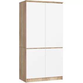 AKORD CLP Sonoma Tölgy Fehér 4-ajtós Ruhásszekrény