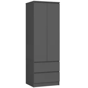   AKORD Star S60 Laminált Ruhásszekrény Grafit Szürke 2 Ajtós 2 Fiókos