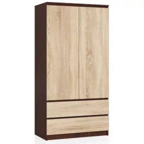   AKORD Modern Kétajtós Ruhásszekrény Sonoma Tölgy Wenge Laminált