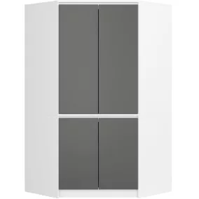   AKORD CLP Sarok Ruhásszekrény Laminált Fehér-Szürke 4-ajtós