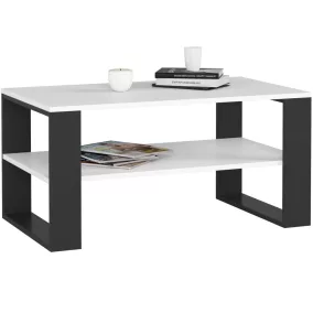 AKORD Alex Dohányzóasztal Laminált Fehér-Fekete Modern