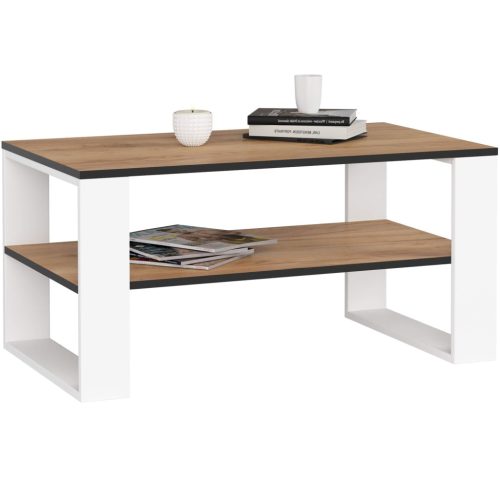 AKORD Alex Tölgy Craft Dohányzóasztal Fehér Lábakkal