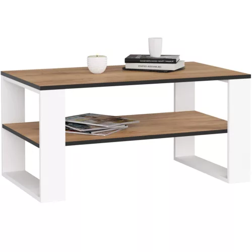 AKORD Alex Tölgy Craft Dohányzóasztal Fehér Lábakkal