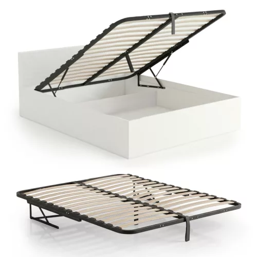 AKORD Furniture Factory fém ágyrács emelőmechanizmussal 28 léccel osztott 140x200 cm fekete