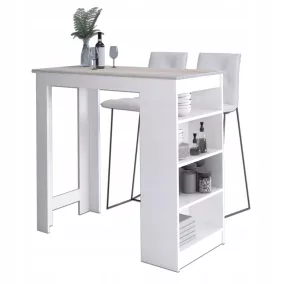   AKORD CLP Bárasztal Sonoma Tölgy Fehér 115cm Tárolópolcokkal
