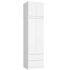 AKORD Star K60 Magasított Ruhásszekrény Laminált Fehér