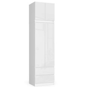   AKORD Star K60 Magasított Ruhásszekrény Laminált Fehér Magasfényű