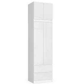   AKORD Star K60 Magasított Ruhásszekrény Laminált Fehér Magasfényű