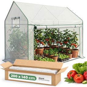   AKORD Furniture Factory Kerti Fóliaüvegház Fehér 200x140x200 cm UV Szűrővel