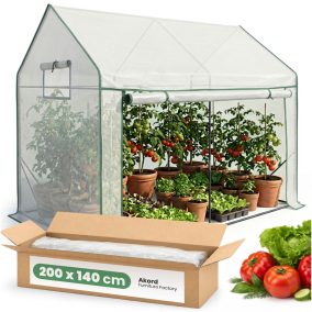   AKORD Furniture Factory Kerti Fóliaüvegház Fehér 200x140x200 cm UV Szűrővel