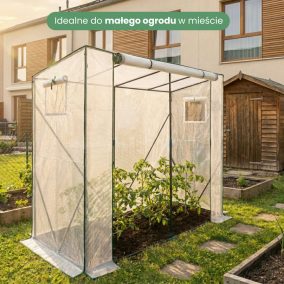   AKORD Furniture Factory Kerti Fóliasátor Fehér 202x80x170 cm UV Szűrővel 1 Ajtó 2 Ablak