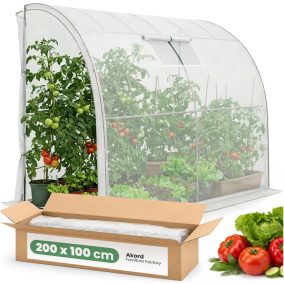   AKORD Fóliás Fali Üvegház 1 Ajtóval 1 Ablakkal Fehér 100x200x210 cm