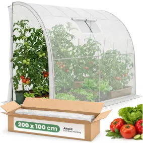   AKORD Fóliás Fali Üvegház 1 Ajtóval 1 Ablakkal Fehér 100x200x210 cm