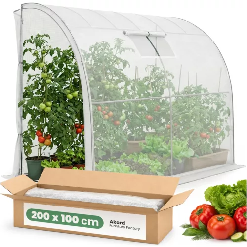 AKORD Fóliás Fali Üvegház 1 Ajtóval 1 Ablakkal Fehér 100x200x210 cm
