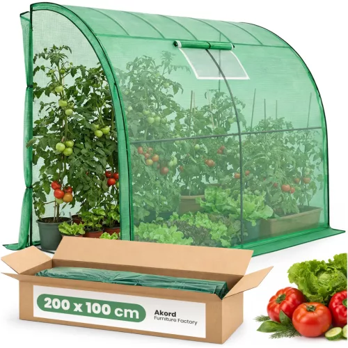 AKORD Fóliasátras Fali Üvegház Zöld 100x200x210 cm UV Szűrővel