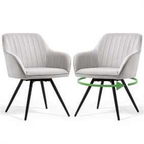 AKORD TURNO Forgó Szék Welur Szürke Fekete Lábakkal 2 db