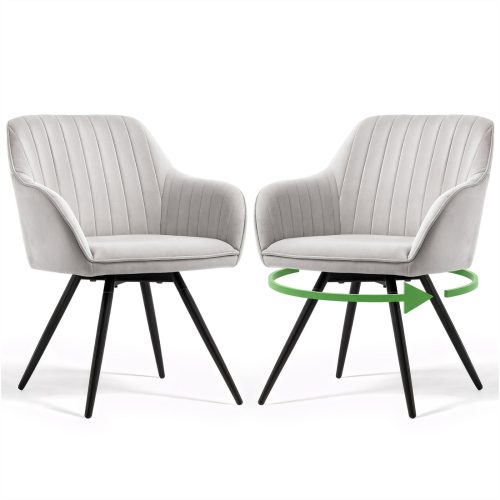 AKORD TURNO Forgó Szék Welur Szürke Fekete Lábakkal 2 db