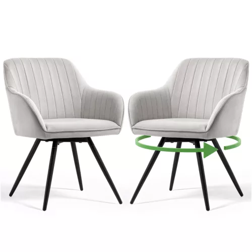 AKORD TURNO Forgó Szék Welur Szürke Fekete Lábakkal 2 db