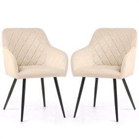   AKORD VELTO kárpitozott szék welur bézs rombusz steppelt fekete lábak