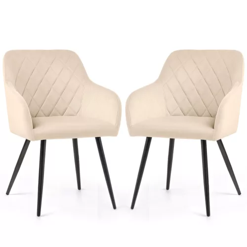 AKORD VELTO kárpitozott szék welur bézs rombusz steppelt fekete lábak