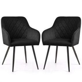   AKORD VELTO Kárpitozott Étkezőszék Welúr Fekete Rombusz Steppelt