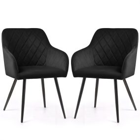   AKORD VELTO Kárpitozott Étkezőszék Welúr Fekete Rombusz Steppelt