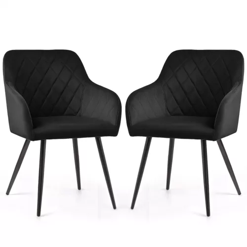 AKORD VELTO Kárpitozott Étkezőszék Welúr Fekete Rombusz Steppelt