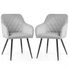 AKORD VELTO Kárpitozott Szék Welur Szürke Rombusz Steppelt Fekete Lábak 2 db