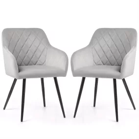   AKORD VELTO Kárpitozott Szék Welur Szürke Rombusz Steppelt Fekete Lábak 2 db