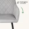 AKORD VELTO Kárpitozott Szék Welur Szürke Rombusz Steppelt Fekete Lábak 2 db