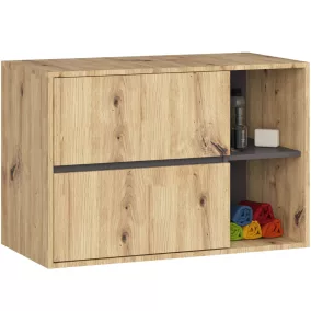   AKORD VAMI W90 Fali Fürdőszobai Mosdószekrény Artisan Tölgy-Grafit Szürke