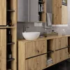 AKORD VAMI W90 Fali Fürdőszobai Mosdószekrény Artisan Tölgy-Grafit Szürke