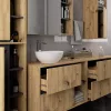 AKORD VAMI W90 Fali Fürdőszobai Mosdószekrény Artisan Tölgy-Grafit Szürke