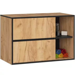 AKORD VAMI 90 Fali Mosdószekrény Craft Tölgy-Fekete