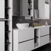 AKORD VAMI W90 Fali Fürdőszobai Mosdószekrény Fehér/Grafitszürke Matt