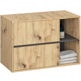   AKORD VAMI 90 Mosdó Alatti Szekrény Artisan Tölgy Grafit Szürke 2 Fiókos