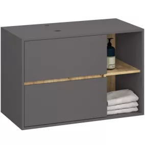   AKORD VAMI W90 Fürdőszobai Mosdószekrény Grafitszürke Matt Artisan Tölgy