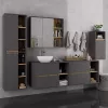 AKORD VAMI W90 Fürdőszobai Mosdószekrény Grafitszürke Matt Artisan Tölgy