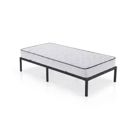   AKORD Furniture Factory Összecsukható Fém Ágykeret Matraccal 90x190 cm Fekete 6 Lábbal 10 Léccel