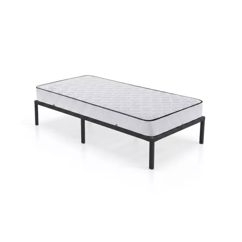 AKORD Furniture Factory Összecsukható Fém Ágykeret Matraccal 90x190 cm Fekete 6 Lábbal 10 Léccel