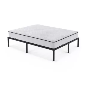   AKORD Furniture Factory Összecsukható Fém Ágykeret Rugós Matraccal 140x190 cm Fekete 9 Lábbal 20 Léccel